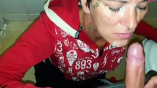 german tattoo milf girlfriend at public toilet pov sex