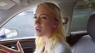 Cute blonde Bailey spreads her legs for a fuck in a car