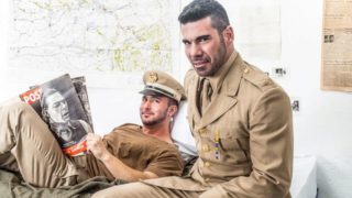 Billy Santoro and Colt Rivers fuck in a WWII-set porn video