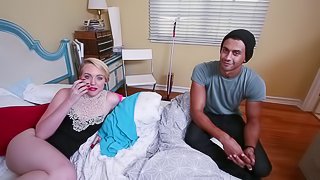 Hardcore interracial sex with short-haired blonde Miley May