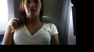 Girl is getting wet in private plane