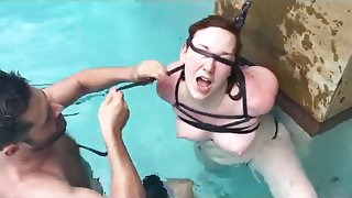 Tied in rope in the pool