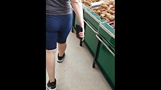 Step mom in shaped butt in tight shorts fuck step son in supermarket