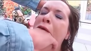 Auburn slut gets mouth fucked and fisted hard