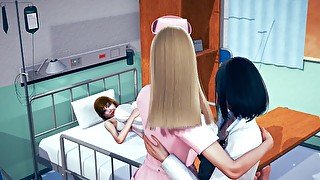Doctor Fingering Nurse in Front of Patient At Hospital Room