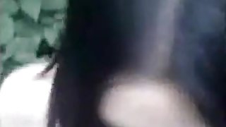 Pov cellphone sextape of a goth girl blowing her bf in public behind a bush
