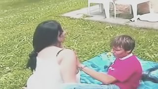Hot milf with exposed ass gets fucked in the backyard