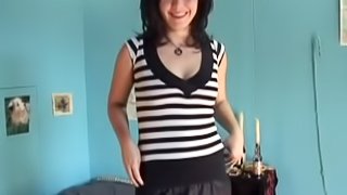 Brunette girlfriend with hairy legs, armpits and pussy sucks and fucks a hard cock