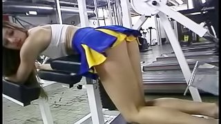 Sports cheerleader in uniform anal ravished in the gym