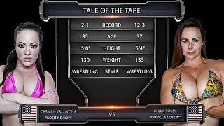 Bella Rossi In Wrestling Fight Vs Carmen Valentina And Winner Strapon Fucks Her Prize
