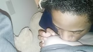 Black boy eats white girls pussy