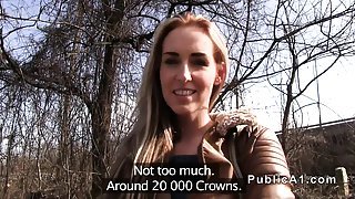 Czech blonde banged outdoor in public