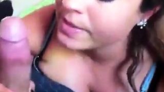 Amateur Big Tit Brunette Sucks And Swallows