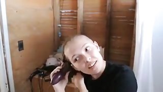 Sexy funny girl shaves her head