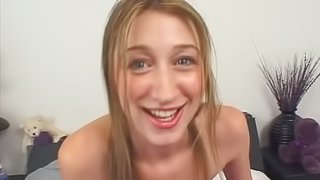 Playful Roxy Heart gives deepthroat blowjob and gets facialed