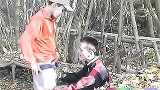 Boys bend and squirm on a bench while fucking in the great outdoors.