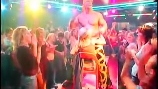 Party blondie gets stripper lapdance at big orgy