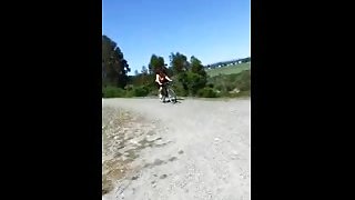 Nice big boobs bounce on bike