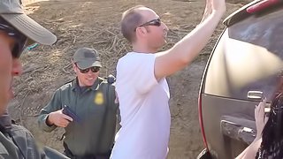 Latina fucked outdoors by a horny border patrol agent