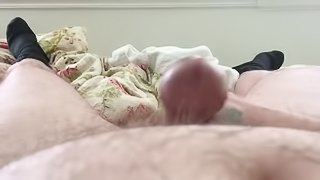 Horny chubby hubby cums to a cum on tits compilation