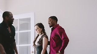 Whitney Wright pleases two black guys at once by fucking with them