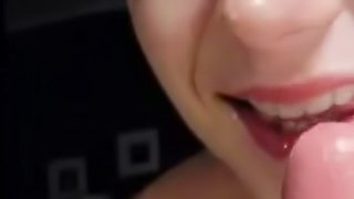 Close up on mouth sucking hard cock