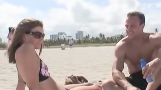 Chavon Taylor in glasses and bikini seduced in the beach then fucked Hardcore