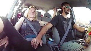 Blonde gets fingered till cum in the car