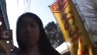 Gorgeous babe gets fingered and fucked in public.
