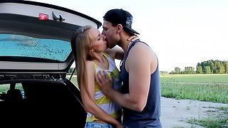 Wild Izabella C gets her pussy rocked in a trunk of the car