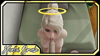 Mercy gets POV fingered before swallowing a load of cum - Overwatch Hentai
