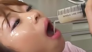 Japanese girlfriend in sexy skirts swallows a lot of cum