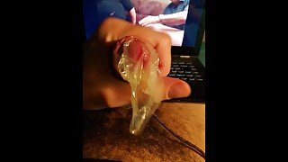 Edging night part 1, leaking in condom