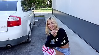 Total hottie with a tight body riding dick in the car