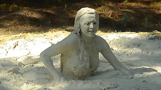 Bikini girl in the mud