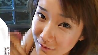 cute oriental swallows a load then acquires a cum glazing!!