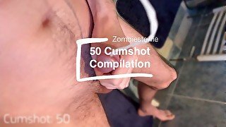 50 Cumshot Compilation, solo big white cock