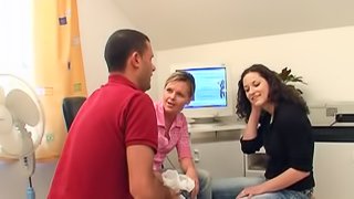 Icy hot best friends gets their assholes drilled in ffm threesome