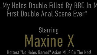 Double Ass Fucking! Sexy Oriental Cougar Maxine X Filled By 2 Big Cocks!