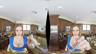 Busty chick Natasha Nice opens her legs for a kitchen fuck