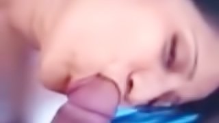 POV homemade video of a very good-looking babe sucking cock