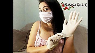 Latex gloves fetish from chubby naughty milf!