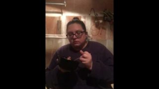 Bbw girl overstuffing with a sticky ending 