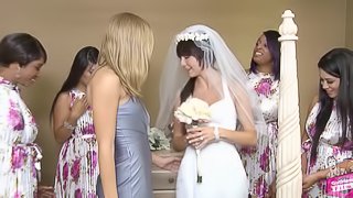 Slim beauty in her bridal lingerie has sex with a hot girl