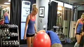 Pounding her coach in the gym is the best workout ever