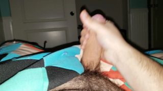 Jerking my thick uncut cock until I cum