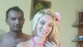 Sexy blonde girlfriend rides a hard cock on the webcam