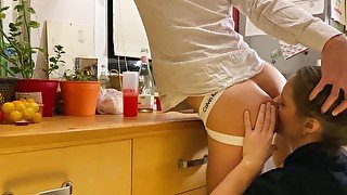 Coition on Kitchen Table - Intense Rimjob and Blowing Cock