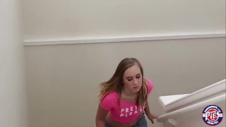 Blonde Horny teen Charli gets a pussy Cream in their house