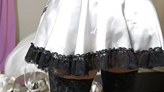 Resident licked the pussy maid and fucked to orgasm. Cream pie 4K